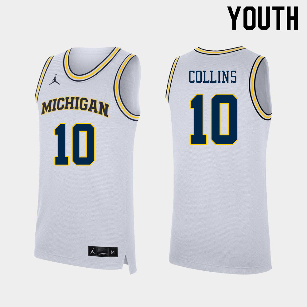 Youth #10 Frankie Collins Michigan Wolverines College Basketball Jerseys Sale-White